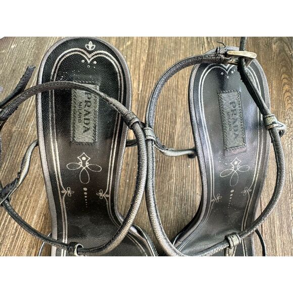 Prada Black Strappy Heels - Picture 4 of 9